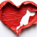 a red heart with a hole in it