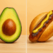 Avocado und Bratwurst nebeneinander